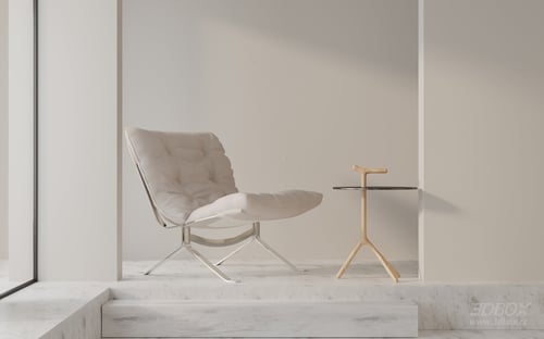 Modern Fabric Upholstered Lounge Armchair with Side Table 3D model