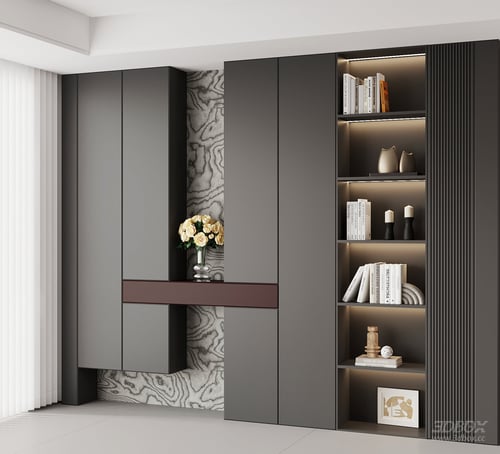Modern Italian Style Hallway Entry Cabinet with Display Shelf 3D model
