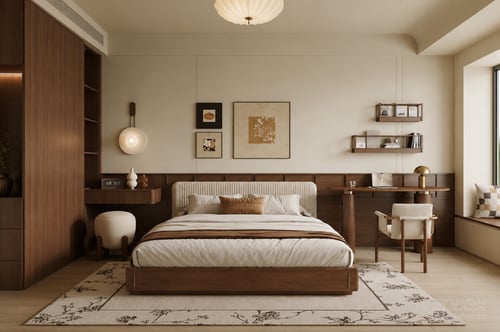 Mid-Century Modern Master Bedroom Interior Scene 3D model