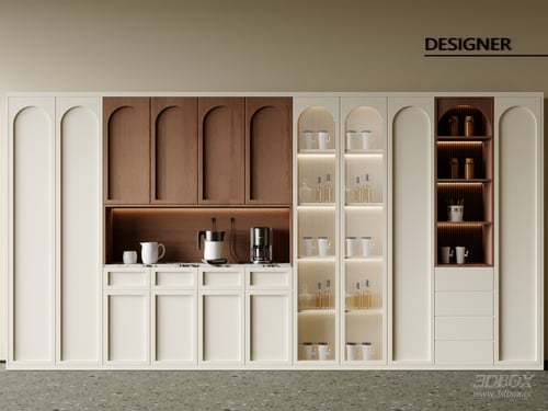 French Vintage Style Sideboard Display Cabinet 3D model