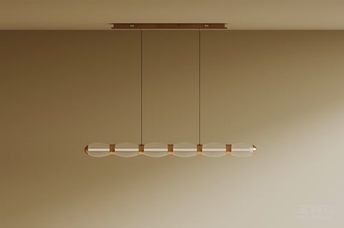 Modern Art Linear Glass Brass Ceiling Pendant Lamp 3D model