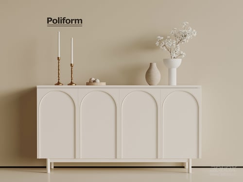 French Style Cream Sideboard with Decor 3D model