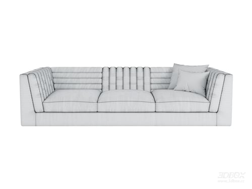 Modern 3-seater Upholstered Fabric Sofa Set 3D model