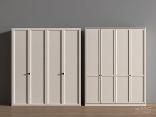 French Cream Style Wardrobe Set 3D model
