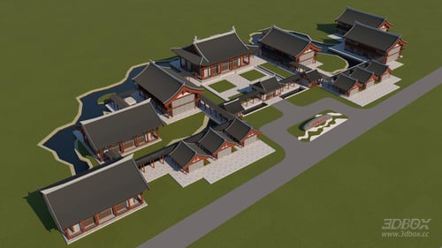 Traditional Tang Dynasty Chinese Ancient Building Complex Exterior 3D model