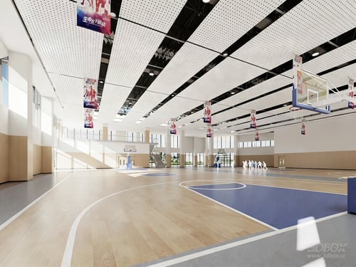 Modern Indoor Basketball Court University Sports Gym 3D model