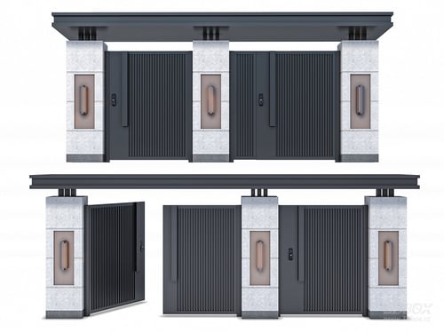 Modern Aluminum Alloy Villa Courtyard Entrance Gate 3D model