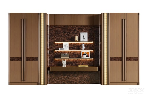 Italian Luxury Style Display Bookshelf Cabinet 3D model
