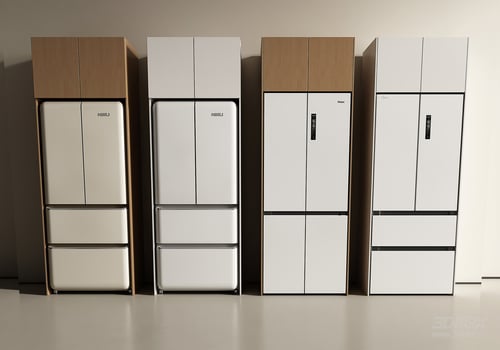 Modern Built-in Refrigerator Set with Cabinets 3D model