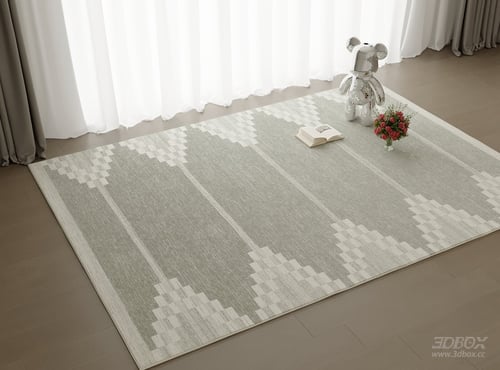 Modern Minimalist Light Grey Geometric Pattern Carpet 3D model
