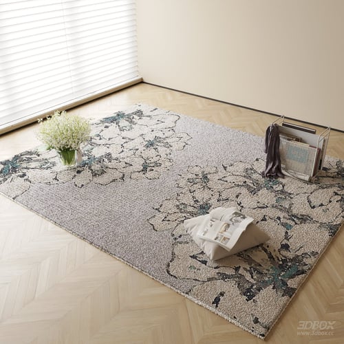 Modern Floral Pattern Area Rug 3D model