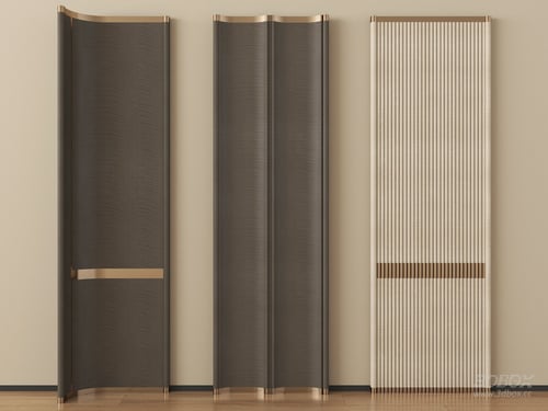Modern Decorative Wall Panel Set with Brass Trim 3D model