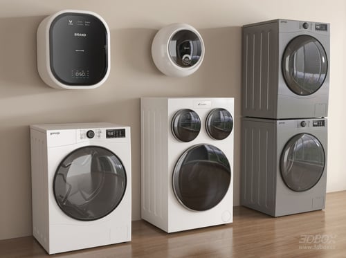 Modern Washing Machine and Dryer Set Collection 3D model