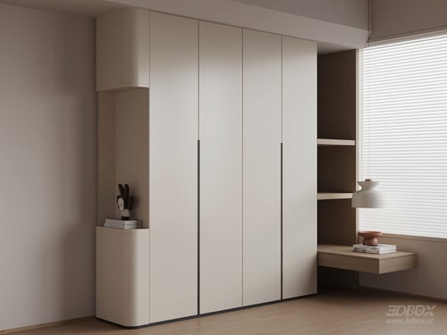 Modern Minimalist Built-in Wardrobe 3D model