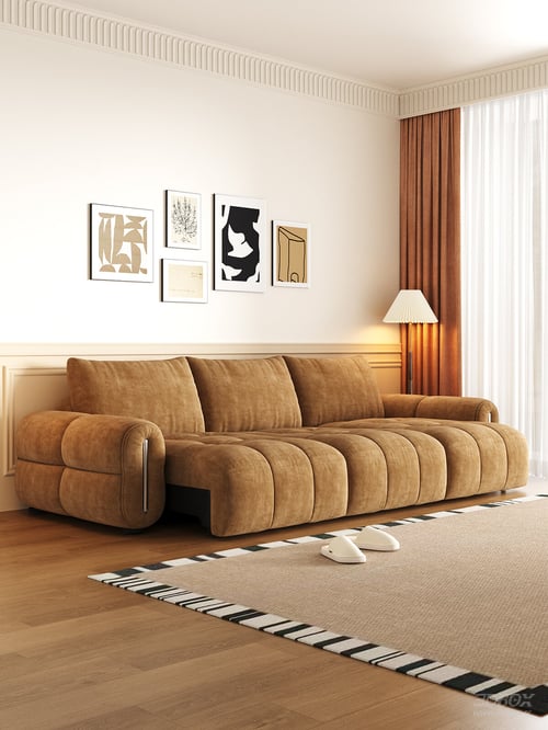 Modern Caramel Velvet Sofa Set for Living Room 3D model