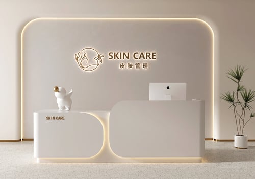 Modern Minimalist Beauty Salon Reception Desk Scene 3D model