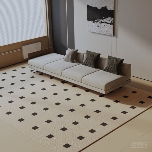 Modern Minimalist Fabric Sofa Set for Living Room 3D model