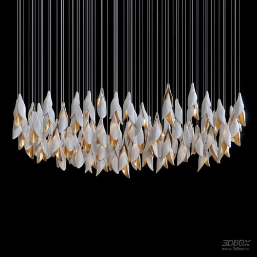 Modern White Gold Artistic Ceiling Chandelier 3D model
