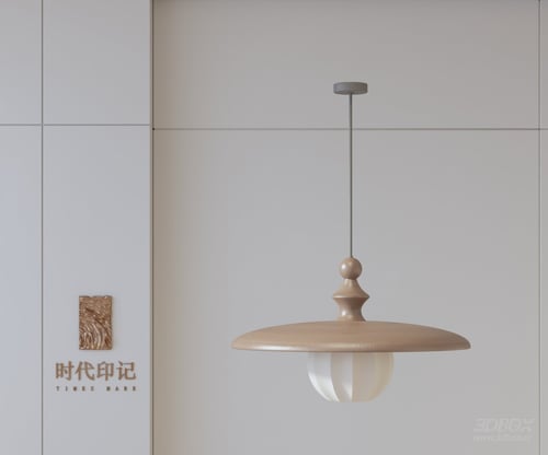 Modern Wooden Glass Ceiling Pendant Lamp 3D model
