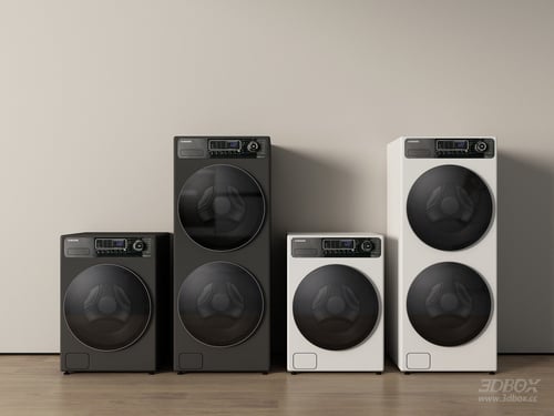 Modern Drum Washing Machine Set 3D model