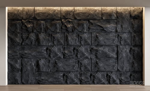 Modern Black Natural Stone 3D Feature Wall Panel 3D model