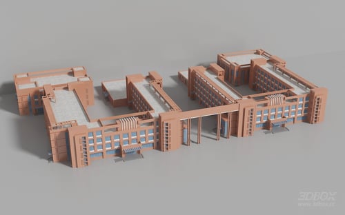 Modern School Campus Building Exterior Model 3D model