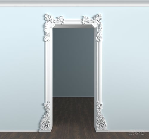 Ornate French Style Carved Door Frame 3D model