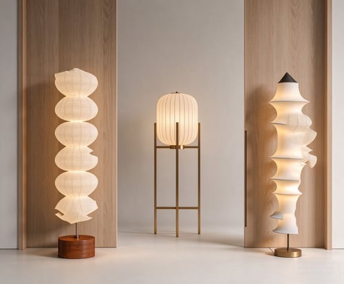 Modern Artistic Fabric Shade Floor Lamp Set 3D model