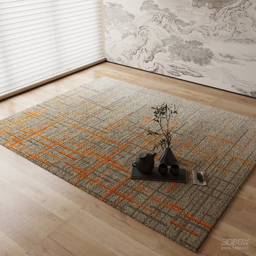 New Chinese Style Geometric Pattern Carpet 3D model