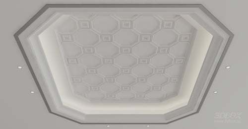 Modern Geometric Decorative Plaster Octagonal Ceiling 3D model
