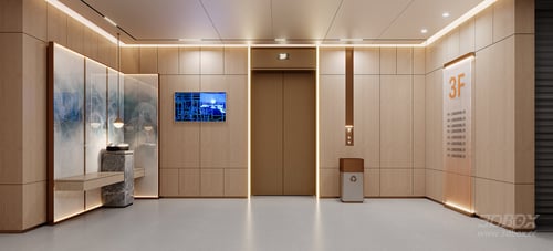 New Chinese Style Elevator Lobby Hallway Interior 3D model