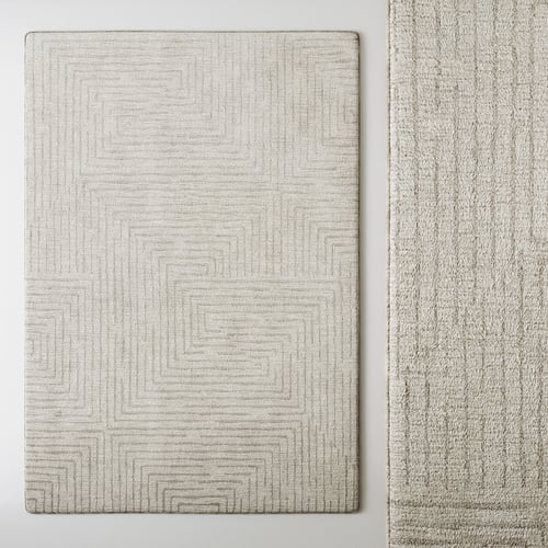 Modern Geometric Pattern Fabric Beige Carpet 3D model