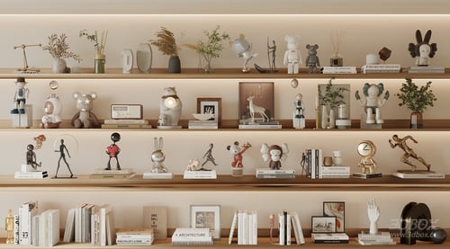 Modern Decorative Set with Books Sculptures Vases Art Figurines 3D model
