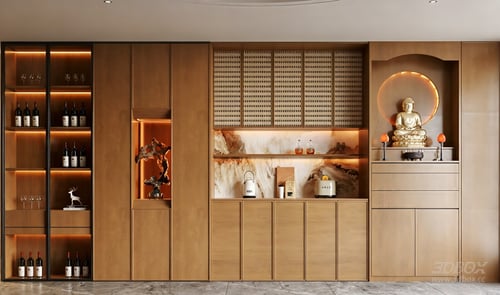 New Chinese Style Wooden Sideboard Display Cabinet 3D model
