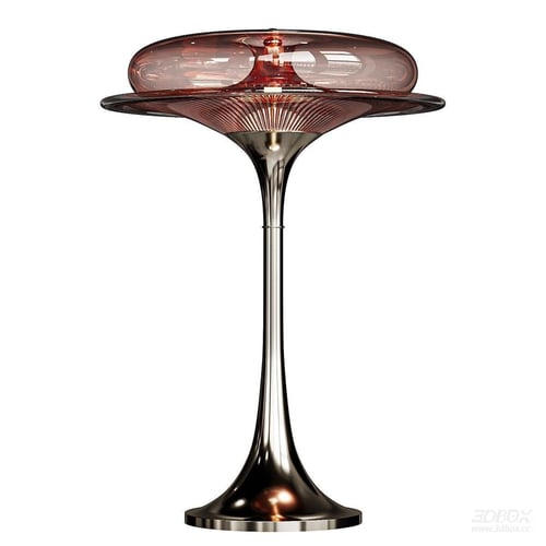 Modern Amber Glass Table Lamp with Metal Base 3D model