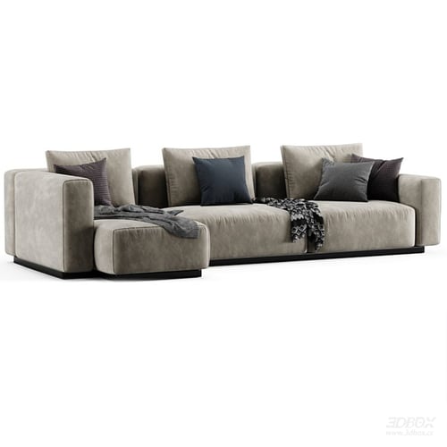 Modern L Shape Velvet Sectional Sofa Set 3D model