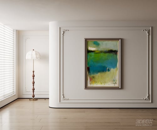 Modern Minimalist Carpet Scene With Floor Lamp And Abstract Painting 3D model