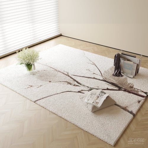 Modern Branch Pattern Soft Shaggy Carpet 3D model