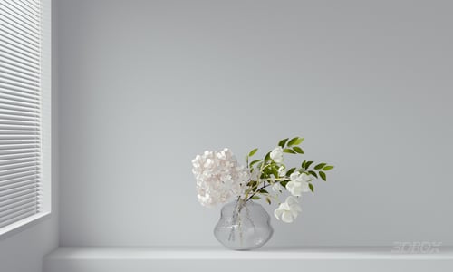 Modern Floral Bouquet in Textured Glass Vase 3D model