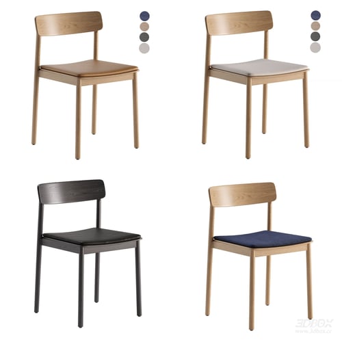 Modern Minimalist Wooden Upholstered Dining Chair 3D model