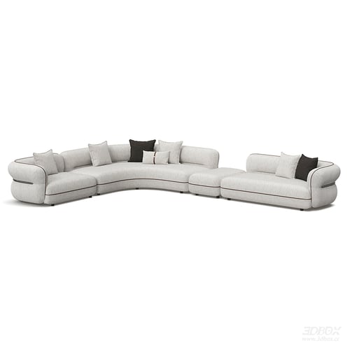 Modern Minimalist Curved Sectional Sofa Set 3D model