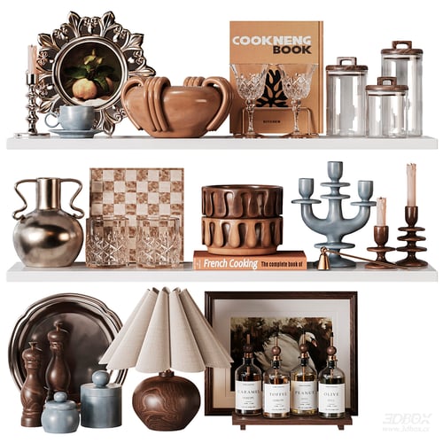 Decorative Shelf Display Ornament Set 3D model