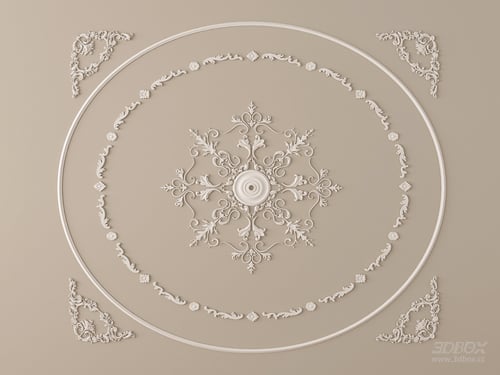 Ornate Classic Gypsum Ceiling Decorative Plaster Set 3D model