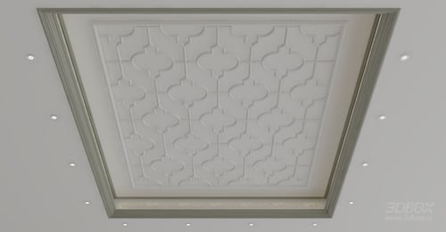 European Style Geometric Pattern Decorative Plaster Ceiling 3D model