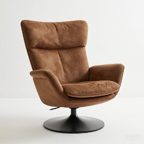 Modern Brown Suede Swivel Armchair 3D model