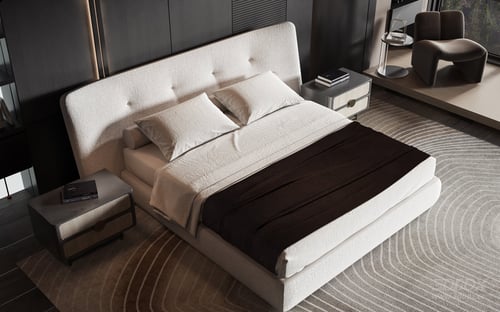 Modern Luxury Minimalist Bedroom with Fabric Double Bed 3D model