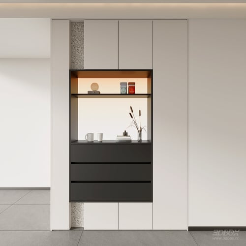 Modern Minimalist Sideboard Display Cabinet with Drawers 3D model