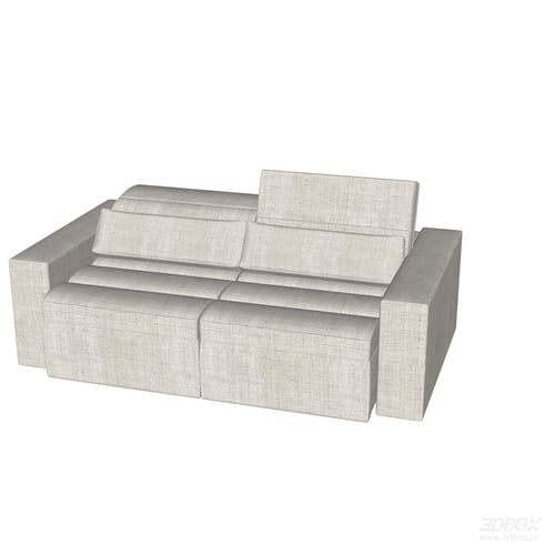 Modern Italian Style Linen Fabric Straight Row Sofa Set 3D model