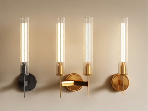 Modern French Style Brass Glass Wall Sconce Set 3D model