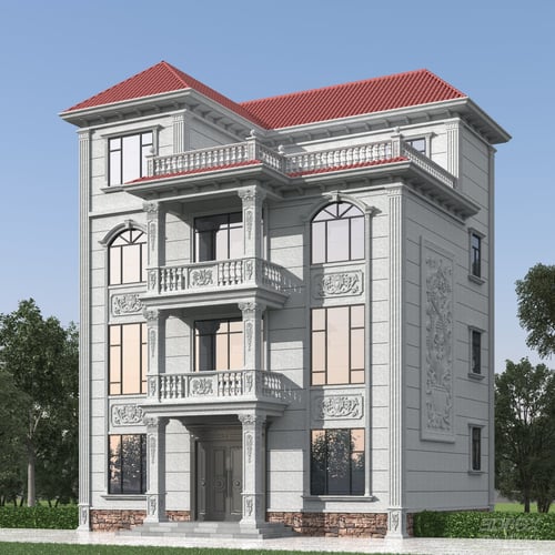 European Style Luxury 4-storey Villa Exterior Building 3D model